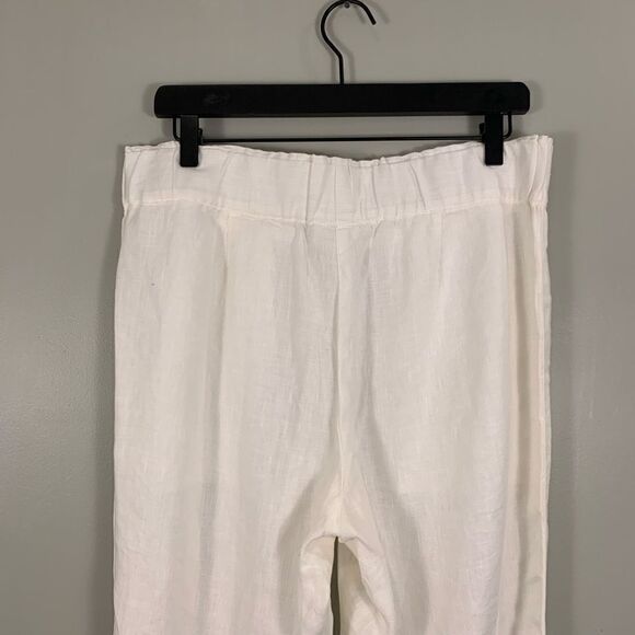 J Jill Purejill linen white linen elastic waist cropped pants size medium - Picture 8 of 12